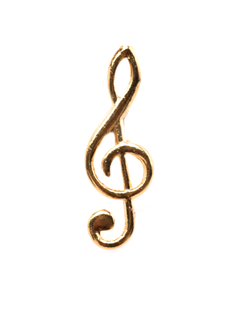 Treble Clef Music Note Brooch Pin for Musicians Gold Tone 