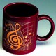 Clef Gold Tone Maroon Music Coffee Mug